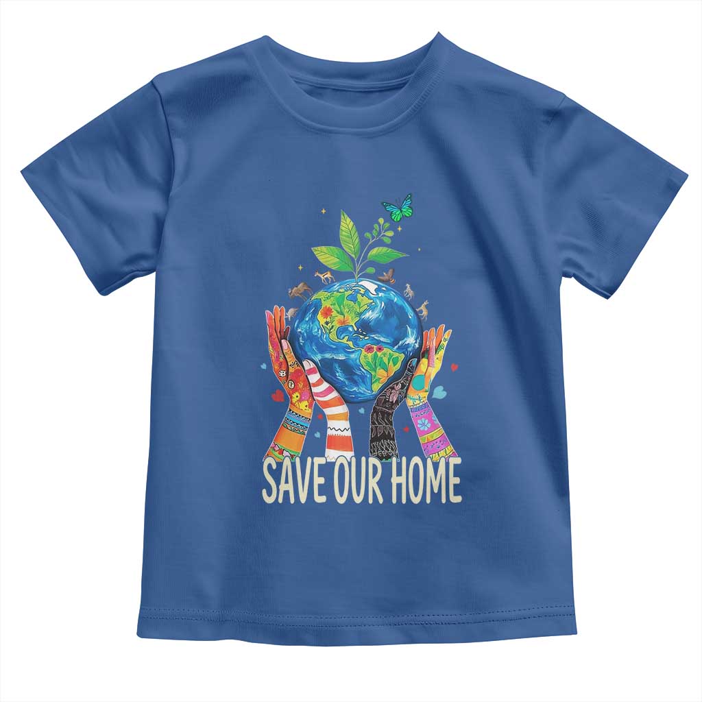 Save Our Home Animals Wildlife Conservation Earth Day Toddler T Shirt TS11 Royal Blue Print Your Wear