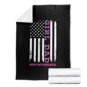 Funny Girl Dad Outnumbered Throw Blanket Vintage American Flag Father's Day TS11 Black Print Your Wear
