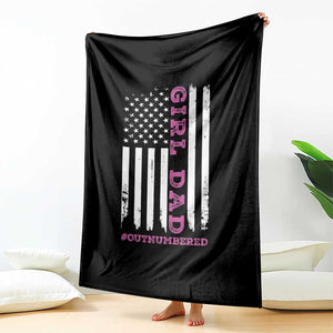 Funny Girl Dad Outnumbered Throw Blanket Vintage American Flag Father's Day TS11 Print Your Wear