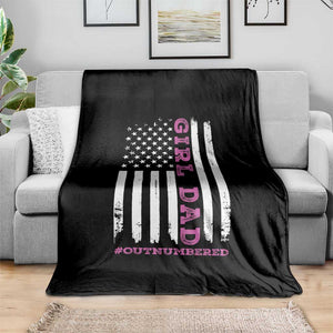 Funny Girl Dad Outnumbered Throw Blanket Vintage American Flag Father's Day TS11 Print Your Wear