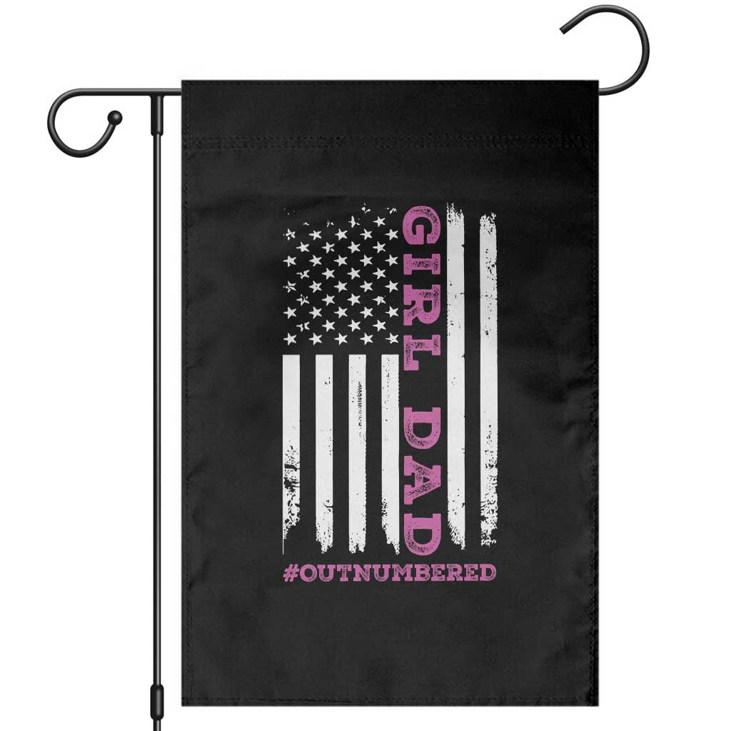 Funny Girl Dad Outnumbered Garden Flag Vintage American Flag Father's Day TS11 Black Print Your Wear