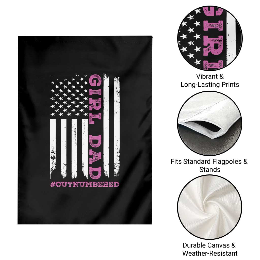 Funny Girl Dad Outnumbered Garden Flag Vintage American Flag Father's Day TS11 Print Your Wear