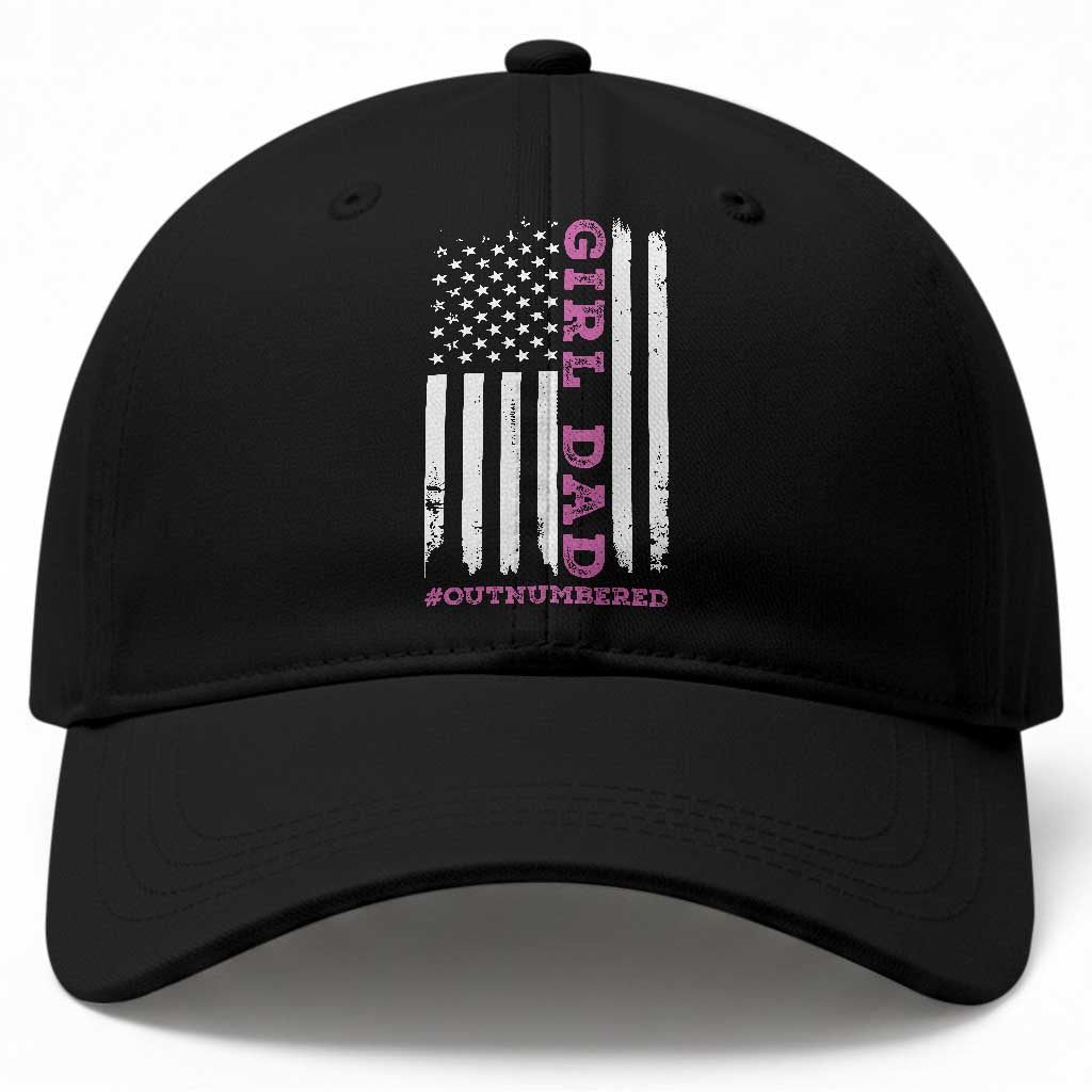 Funny Girl Dad Outnumbered Baseball Cap Vintage American Flag Father's Day TS11 Print Your Wear