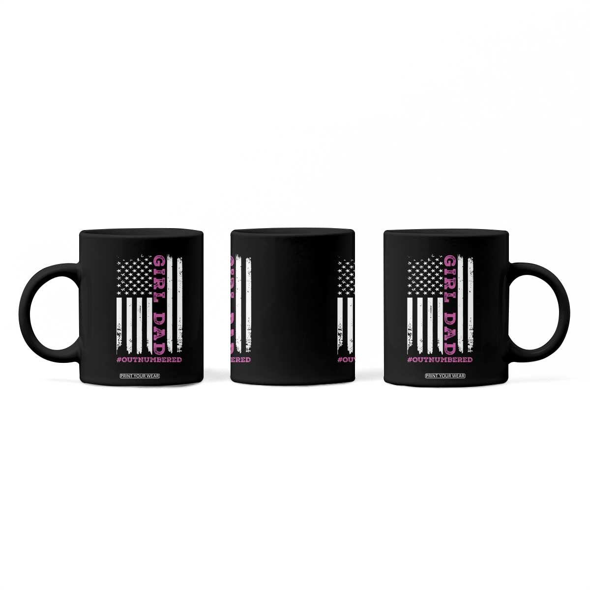 Funny Girl Dad Outnumbered Coffee Mug Vintage American Flag Father's Day TS11 Print Your Wear