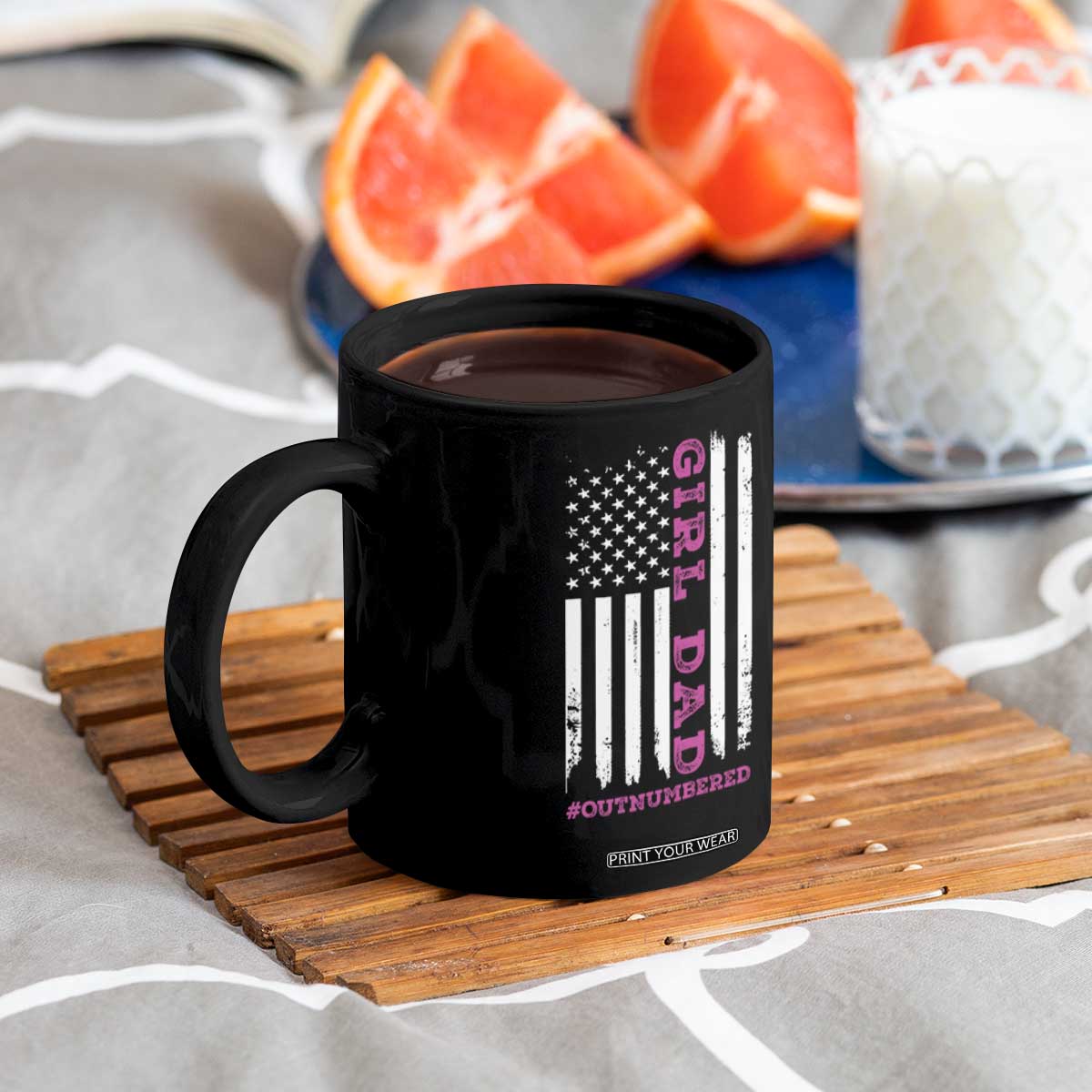 Funny Girl Dad Outnumbered Coffee Mug Vintage American Flag Father's Day TS11 Print Your Wear