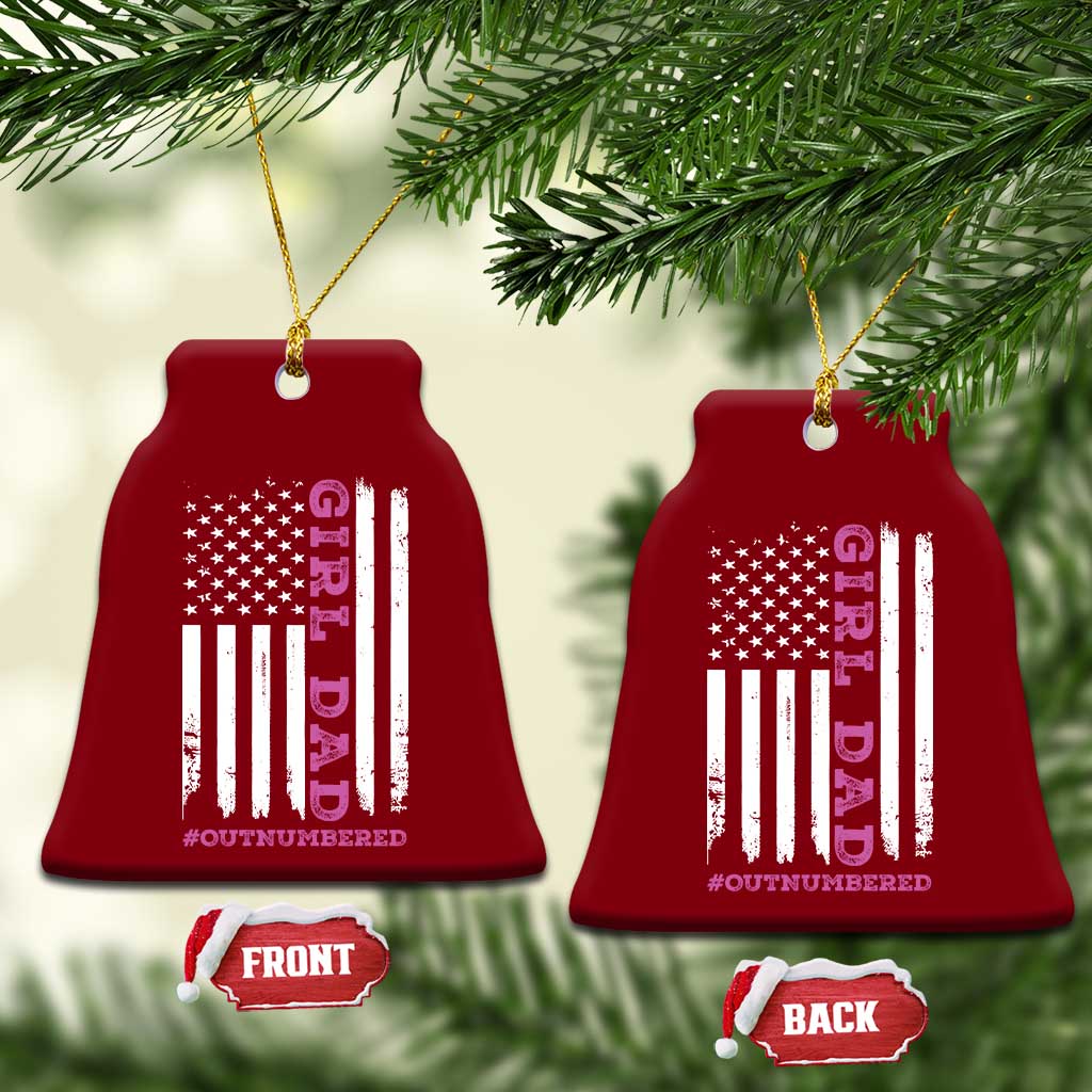 Funny Girl Dad Outnumbered Ceramic Ornament Vintage American Flag Father's Day TS11 Print Your Wear