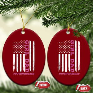 Funny Girl Dad Outnumbered Ceramic Ornament Vintage American Flag Father's Day TS11 Print Your Wear