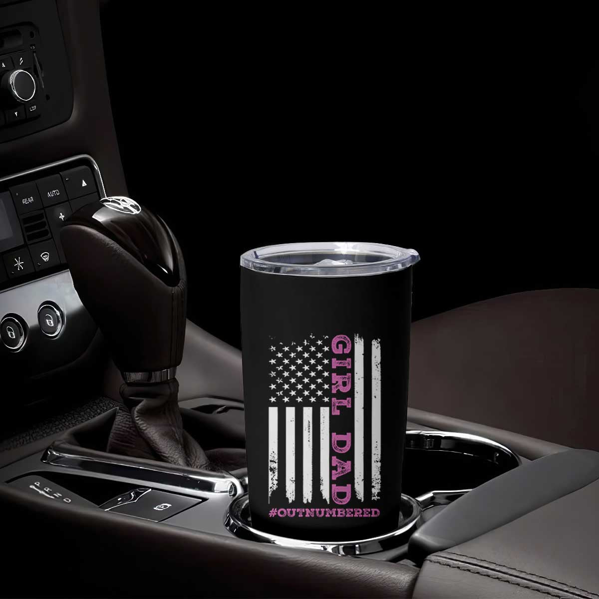 Funny Girl Dad Outnumbered Tumbler Cup Vintage American Flag Father's Day TS11 Print Your Wear