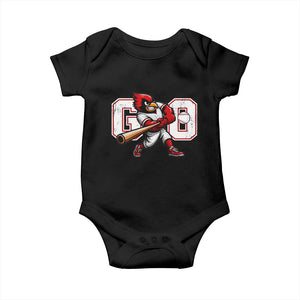 Go Cardinal Playing Baseball Graphic Baby Onesie for Sports Fan TS11 Black Print Your Wear