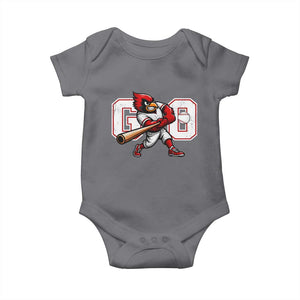 Go Cardinal Playing Baseball Graphic Baby Onesie for Sports Fan TS11 Charcoal Print Your Wear
