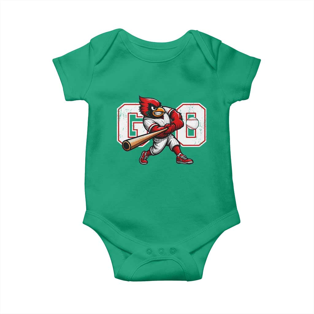 Go Cardinal Playing Baseball Graphic Baby Onesie for Sports Fan TS11 Irish Green Print Your Wear