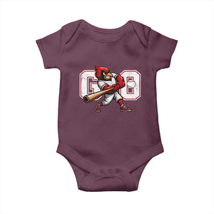 Go Cardinal Playing Baseball Graphic Baby Onesie for Sports Fan TS11 Maroon Print Your Wear