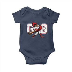 Go Cardinal Playing Baseball Graphic Baby Onesie for Sports Fan TS11 Navy Print Your Wear