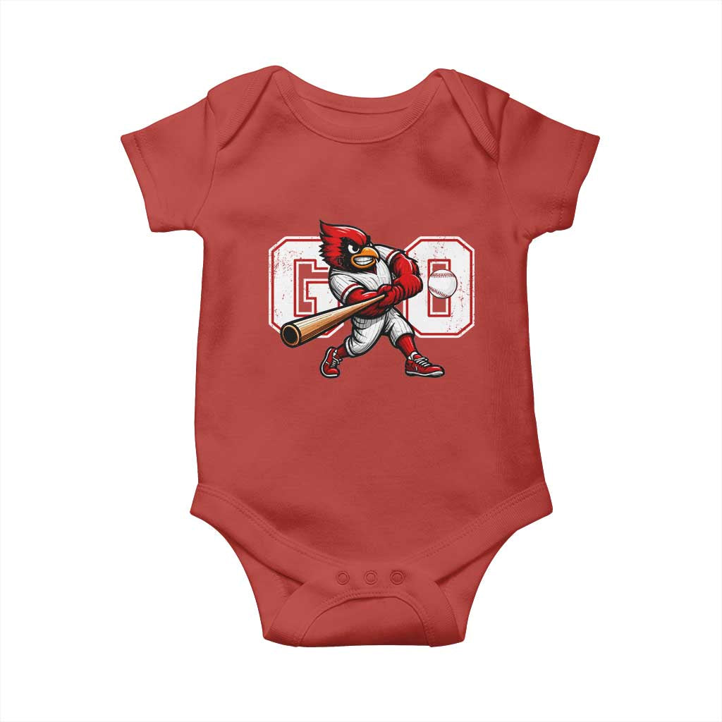Go Cardinal Playing Baseball Graphic Baby Onesie for Sports Fan TS11 Red Print Your Wear
