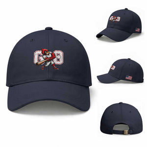 Go Cardinal Playing Baseball Graphic Baseball Cap for Sports Fan TS11 Baseball Cap Universal Fit Navy Print Your Wear