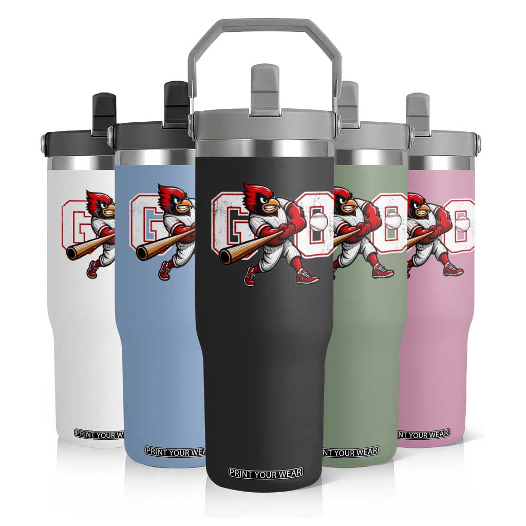 Go Cardinal Playing Baseball Graphic Flip Straw Tumbler for Sports Fan TS11 Print Your Wear