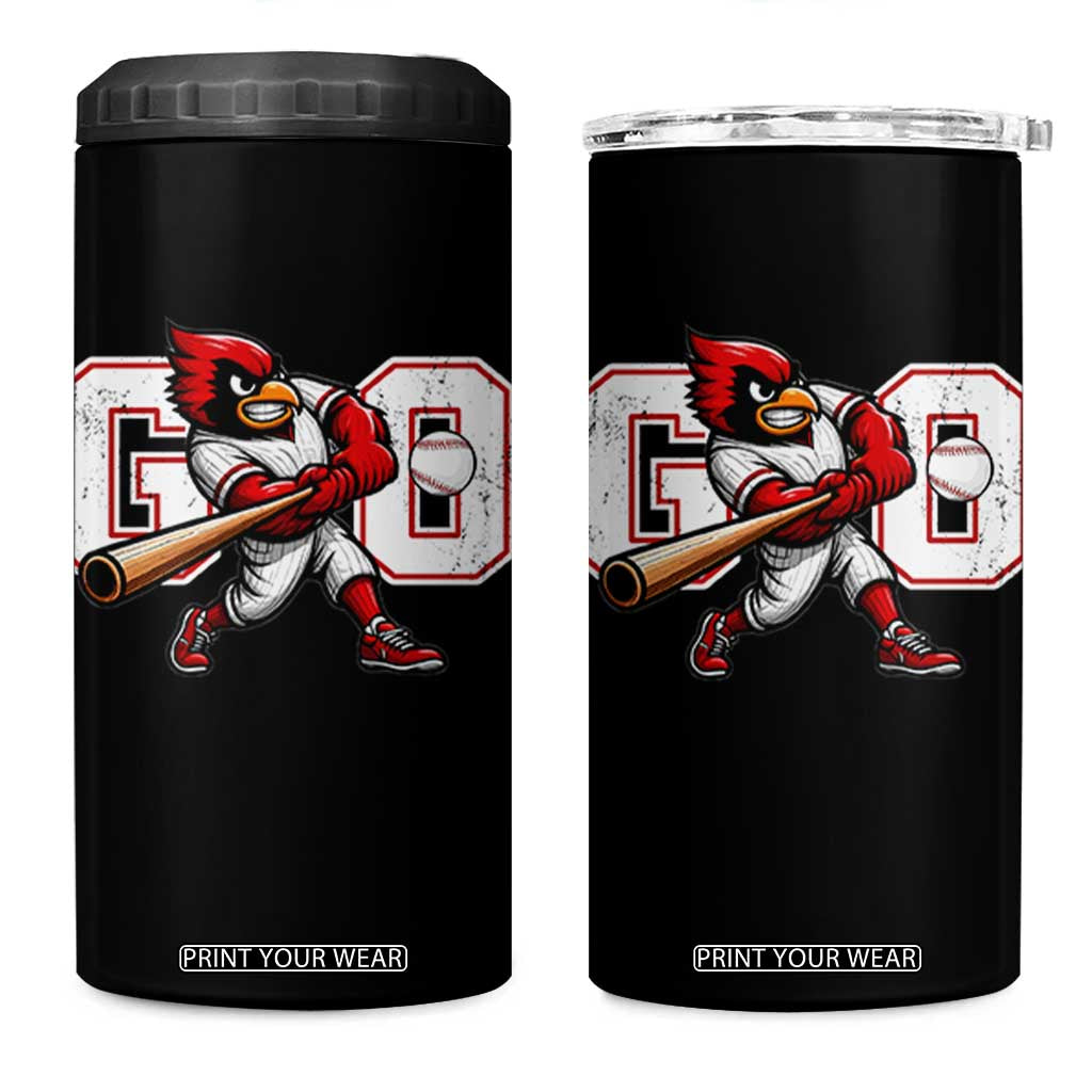 Go Cardinal Playing Baseball Graphic 4 in 1 Can Cooler Tumbler for Sports Fan TS11 One Size: 16 oz Black Print Your Wear