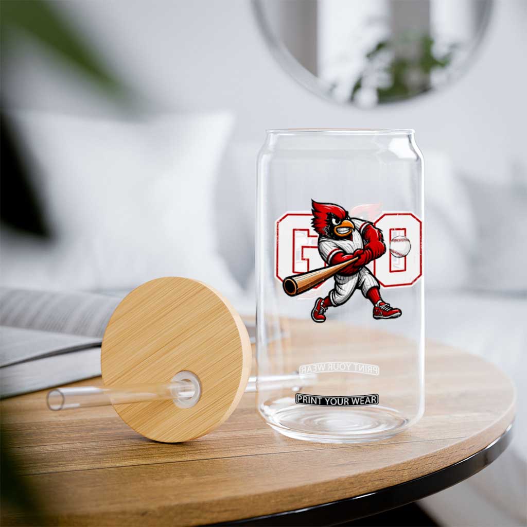 Go Cardinal Playing Baseball Graphic Glass Can for Sports Fan TS11 Print Your Wear
