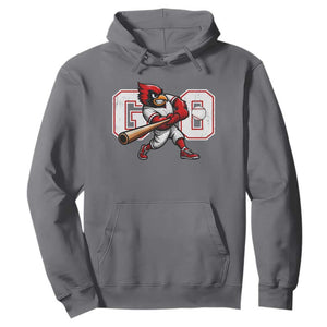 Go Cardinal Playing Baseball Graphic Hoodie for Sports Fan TS11 Charcoal Print Your Wear