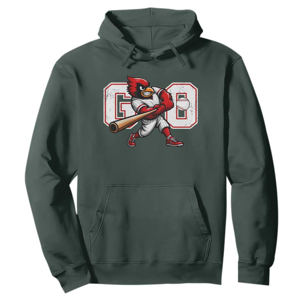 Go Cardinal Playing Baseball Graphic Hoodie for Sports Fan TS11 Dark Forest Green Print Your Wear
