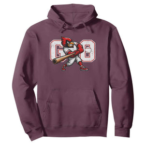 Go Cardinal Playing Baseball Graphic Hoodie for Sports Fan TS11 Maroon Print Your Wear