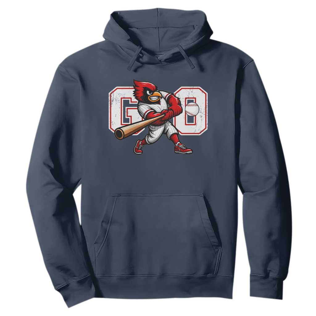 Go Cardinal Playing Baseball Graphic Hoodie for Sports Fan TS11 Navy Print Your Wear