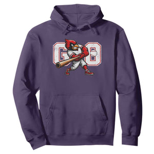 Go Cardinal Playing Baseball Graphic Hoodie for Sports Fan TS11 Purple Print Your Wear