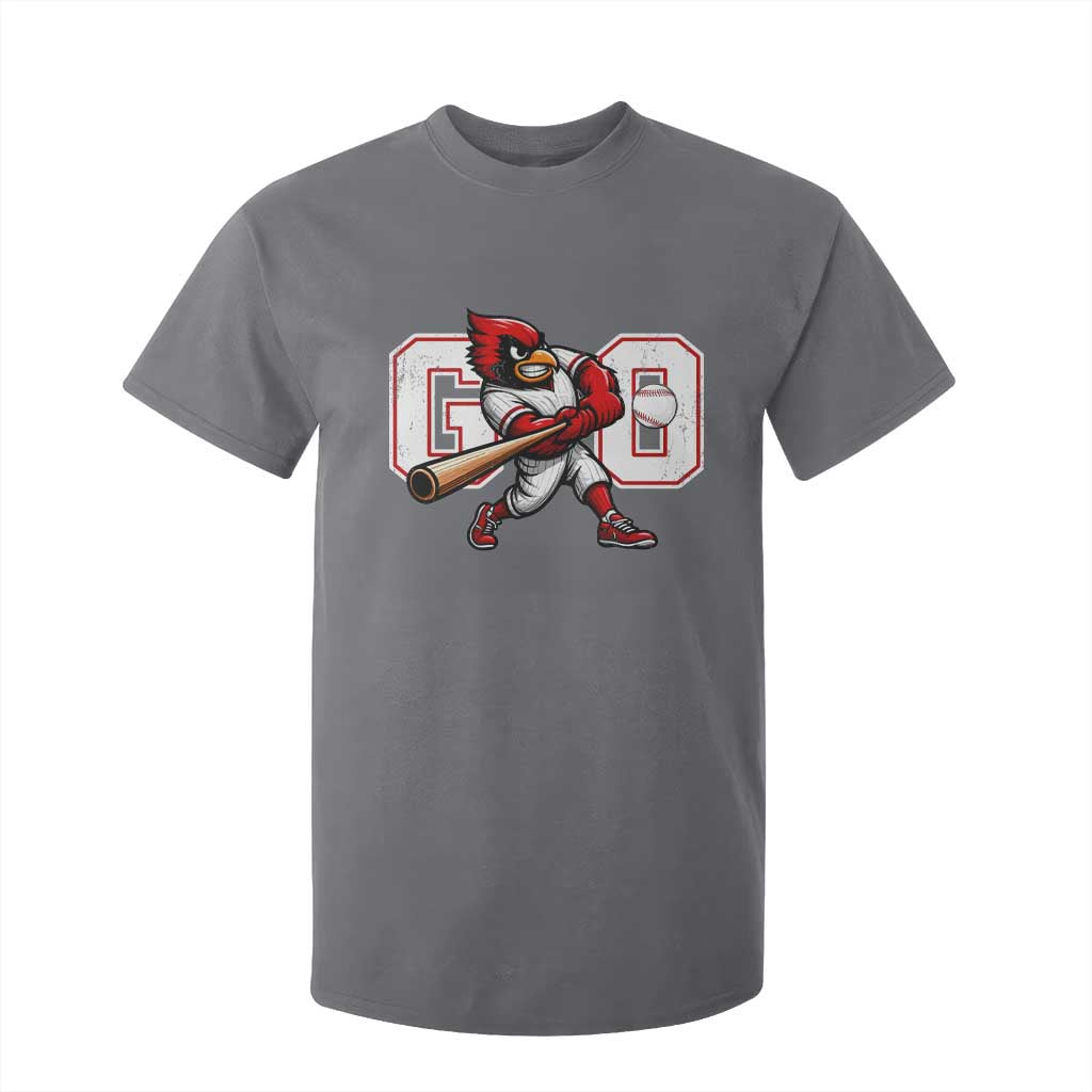 Go Cardinal Playing Baseball Graphic T Shirt For Kid for Sports Fan TS11 Charcoal Print Your Wear