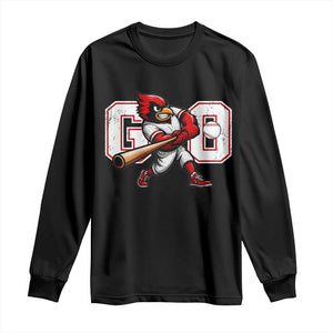 Go Cardinal Playing Baseball Graphic Long Sleeve Shirt for Sports Fan TS11 Black Print Your Wear
