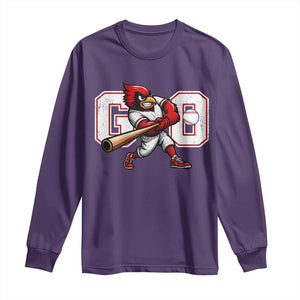 Go Cardinal Playing Baseball Graphic Long Sleeve Shirt for Sports Fan TS11 Purple Print Your Wear