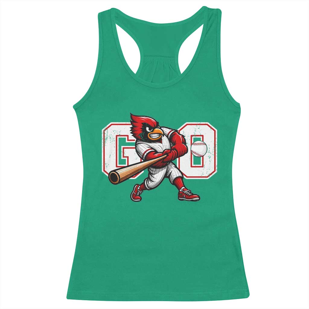 Go Cardinal Playing Baseball Graphic Racerback Tank Top for Sports Fan TS11 Irish Green Print Your Wear