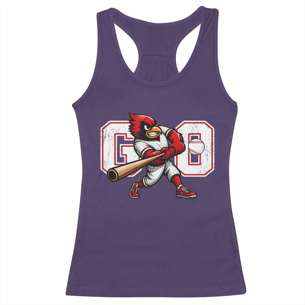 Go Cardinal Playing Baseball Graphic Racerback Tank Top for Sports Fan TS11 Purple Print Your Wear