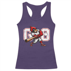 Go Cardinal Playing Baseball Graphic Racerback Tank Top for Sports Fan TS11 Purple Print Your Wear