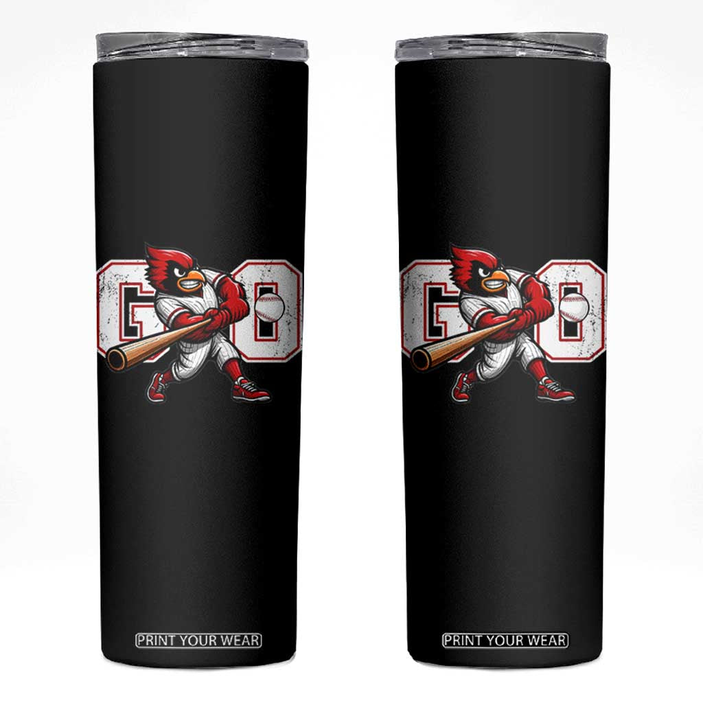 Go Cardinal Playing Baseball Graphic Skinny Tumbler for Sports Fan TS11 Black Print Your Wear