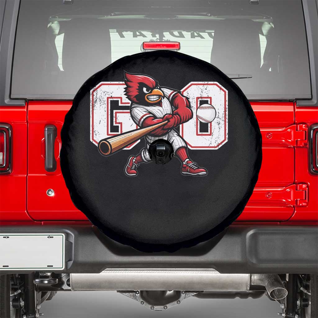 Go Cardinal Playing Baseball Graphic Spare Tire Cover for Sports Fan TS11 Black Print Your Wear