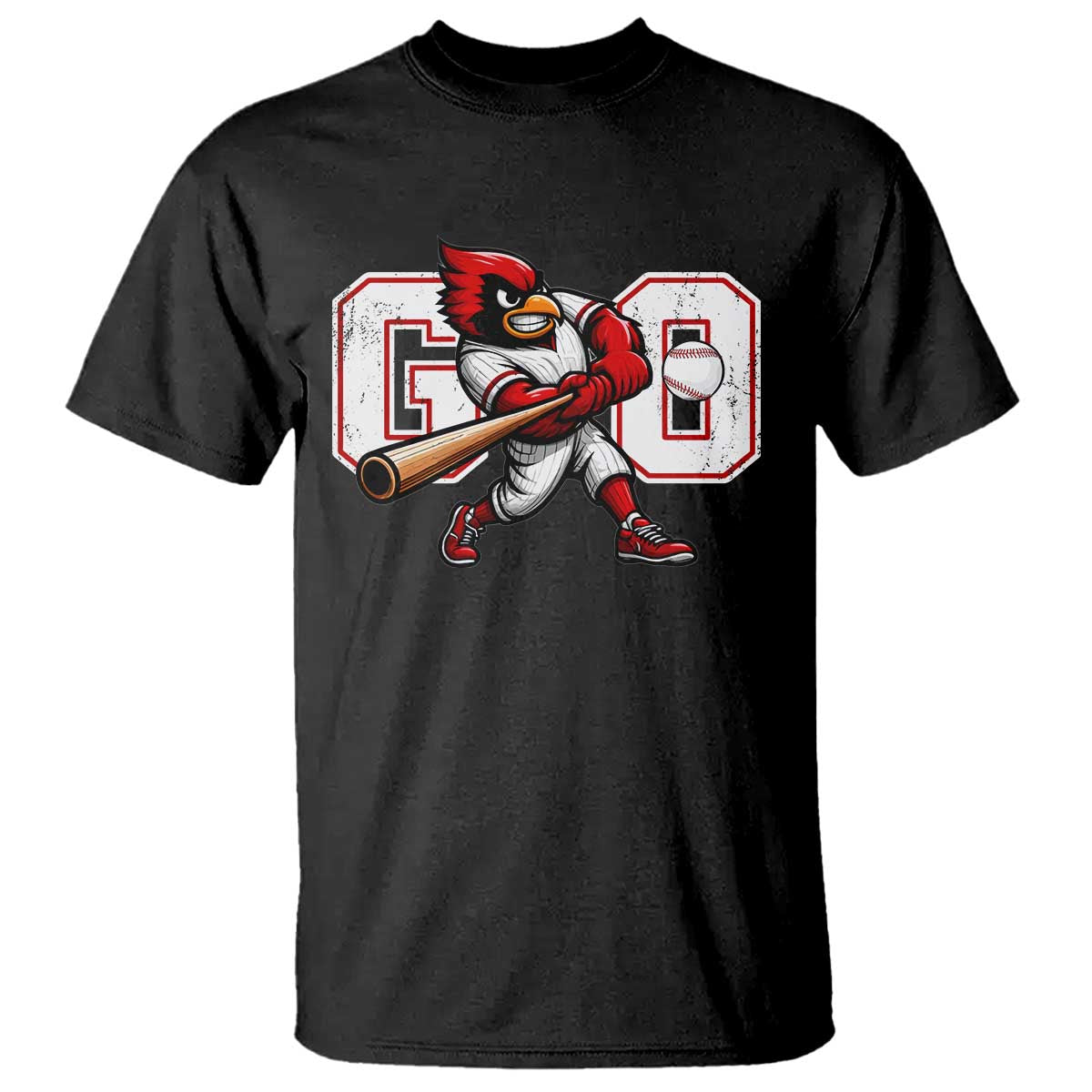 Go Cardinal Playing Baseball Graphic T Shirt for Sports Fan TS11 Black Print Your Wear