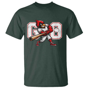Go Cardinal Playing Baseball Graphic T Shirt for Sports Fan TS11 Dark Forest Green Print Your Wear