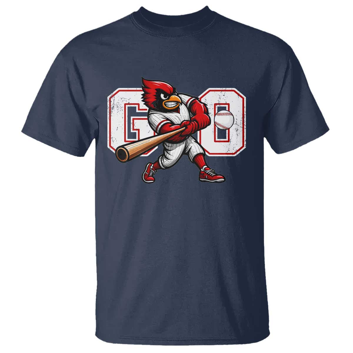Go Cardinal Playing Baseball Graphic T Shirt for Sports Fan TS11 Navy Print Your Wear
