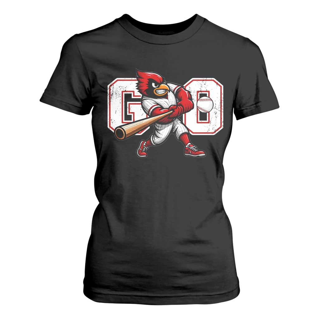 Go Cardinal Playing Baseball Graphic T Shirt For Women for Sports Fan TS11 Black Print Your Wear