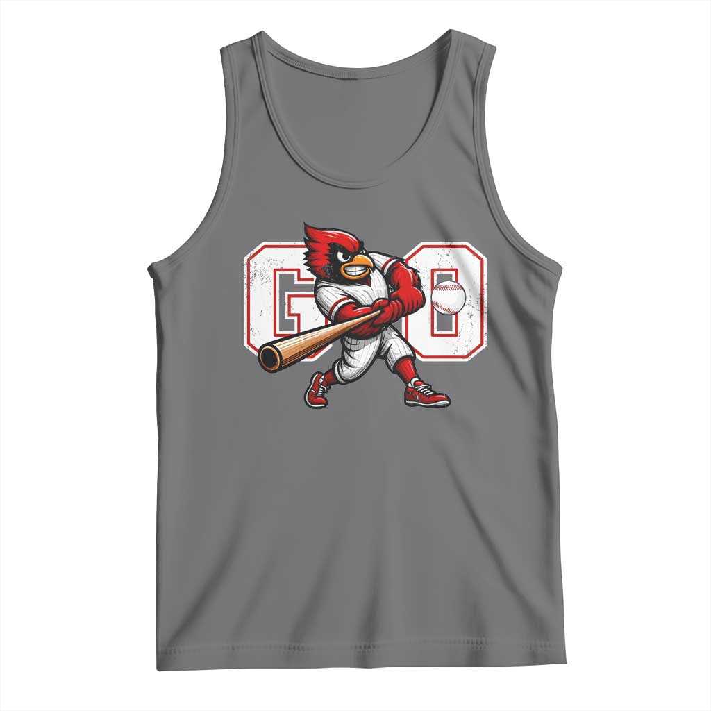 Go Cardinal Playing Baseball Graphic Tank Top for Sports Fan TS11 Black Heather Print Your Wear