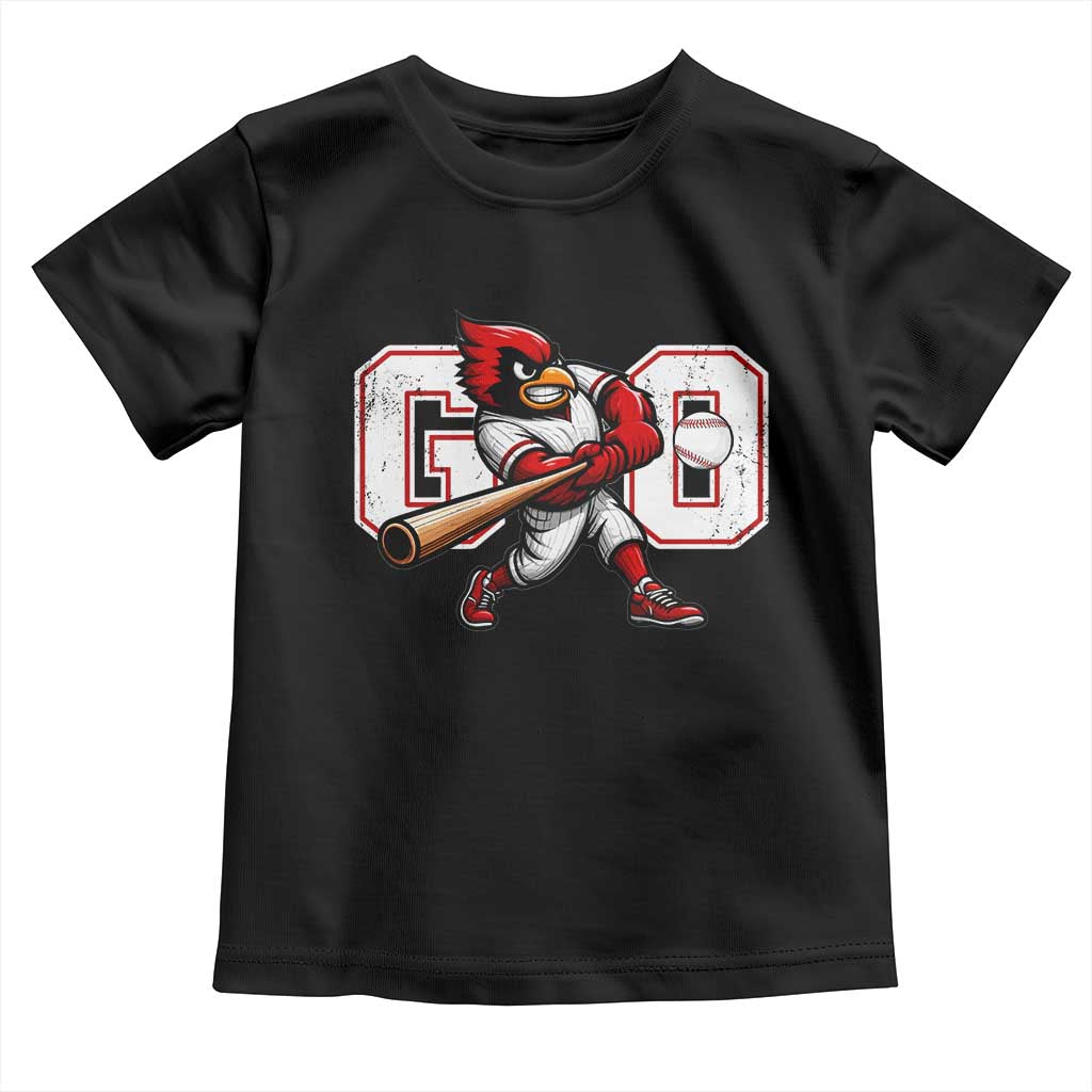 Go Cardinal Playing Baseball Graphic Toddler T Shirt for Sports Fan TS11 Black Print Your Wear