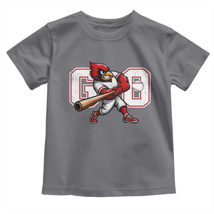 Go Cardinal Playing Baseball Graphic Toddler T Shirt for Sports Fan TS11 Charcoal Print Your Wear