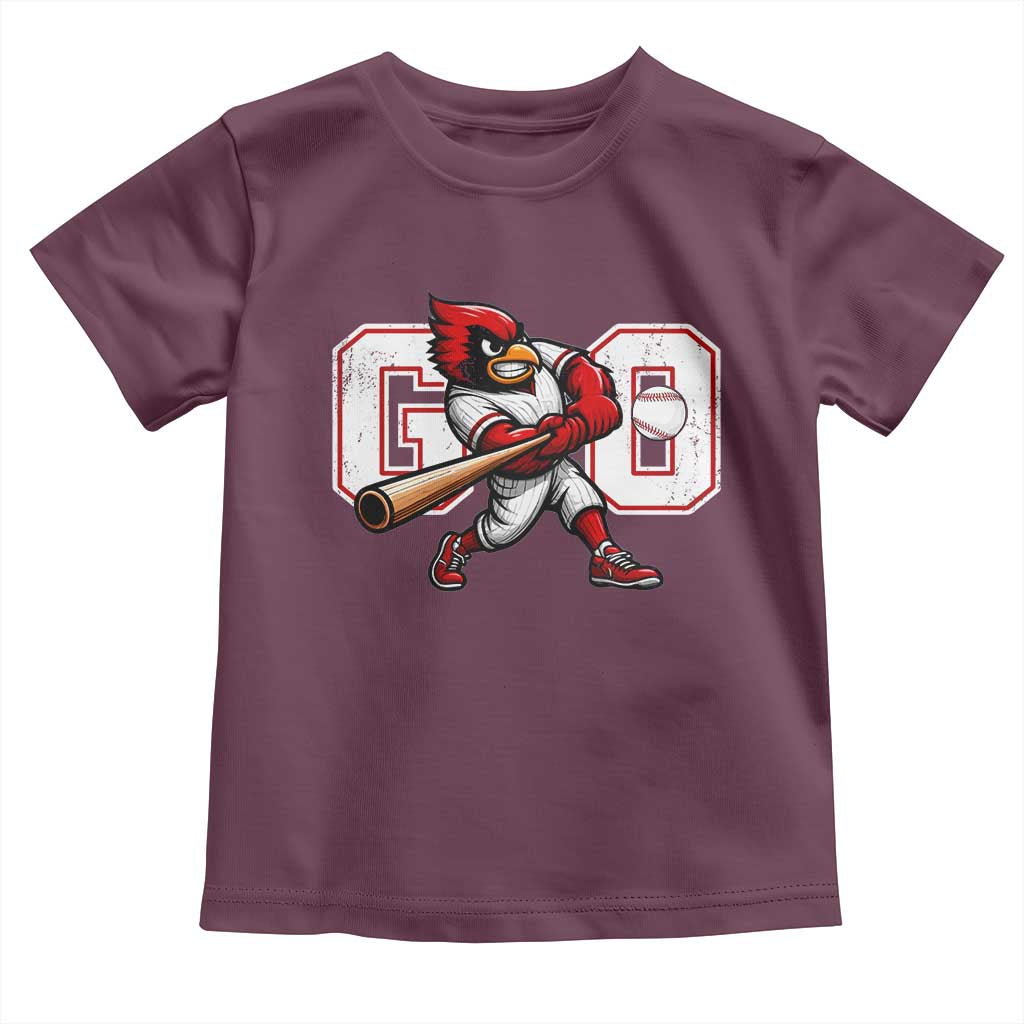 Go Cardinal Playing Baseball Graphic Toddler T Shirt for Sports Fan TS11 Maroon Print Your Wear