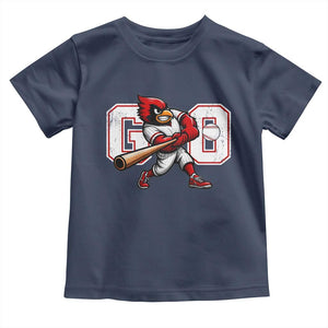 Go Cardinal Playing Baseball Graphic Toddler T Shirt for Sports Fan TS11 Navy Print Your Wear