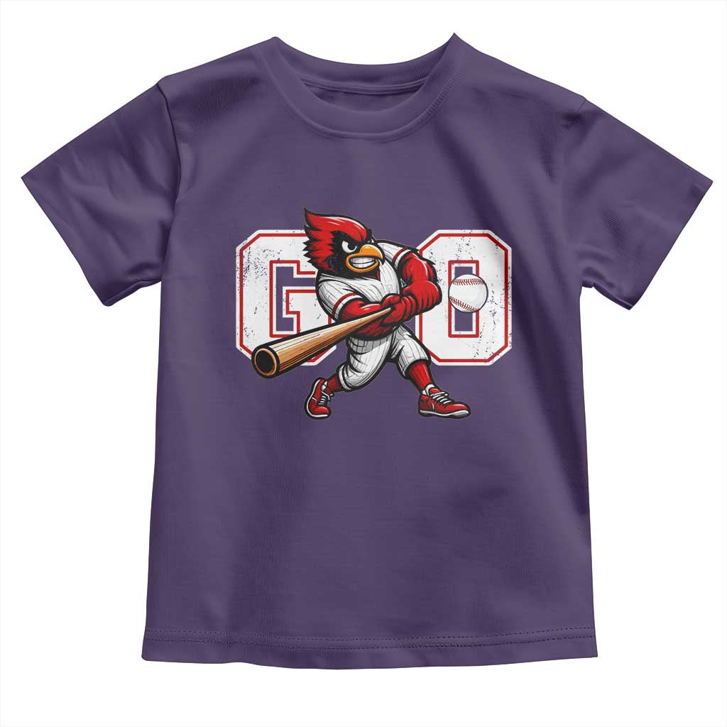 Go Cardinal Playing Baseball Graphic Toddler T Shirt for Sports Fan TS11 Purple Print Your Wear