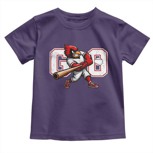 Go Cardinal Playing Baseball Graphic Toddler T Shirt for Sports Fan TS11 Purple Print Your Wear