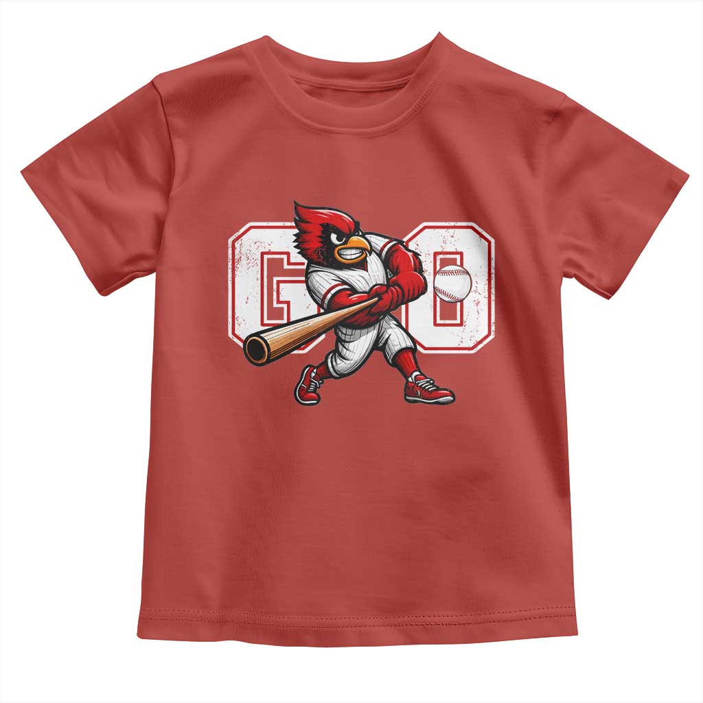 Go Cardinal Playing Baseball Graphic Toddler T Shirt for Sports Fan TS11 Red Print Your Wear