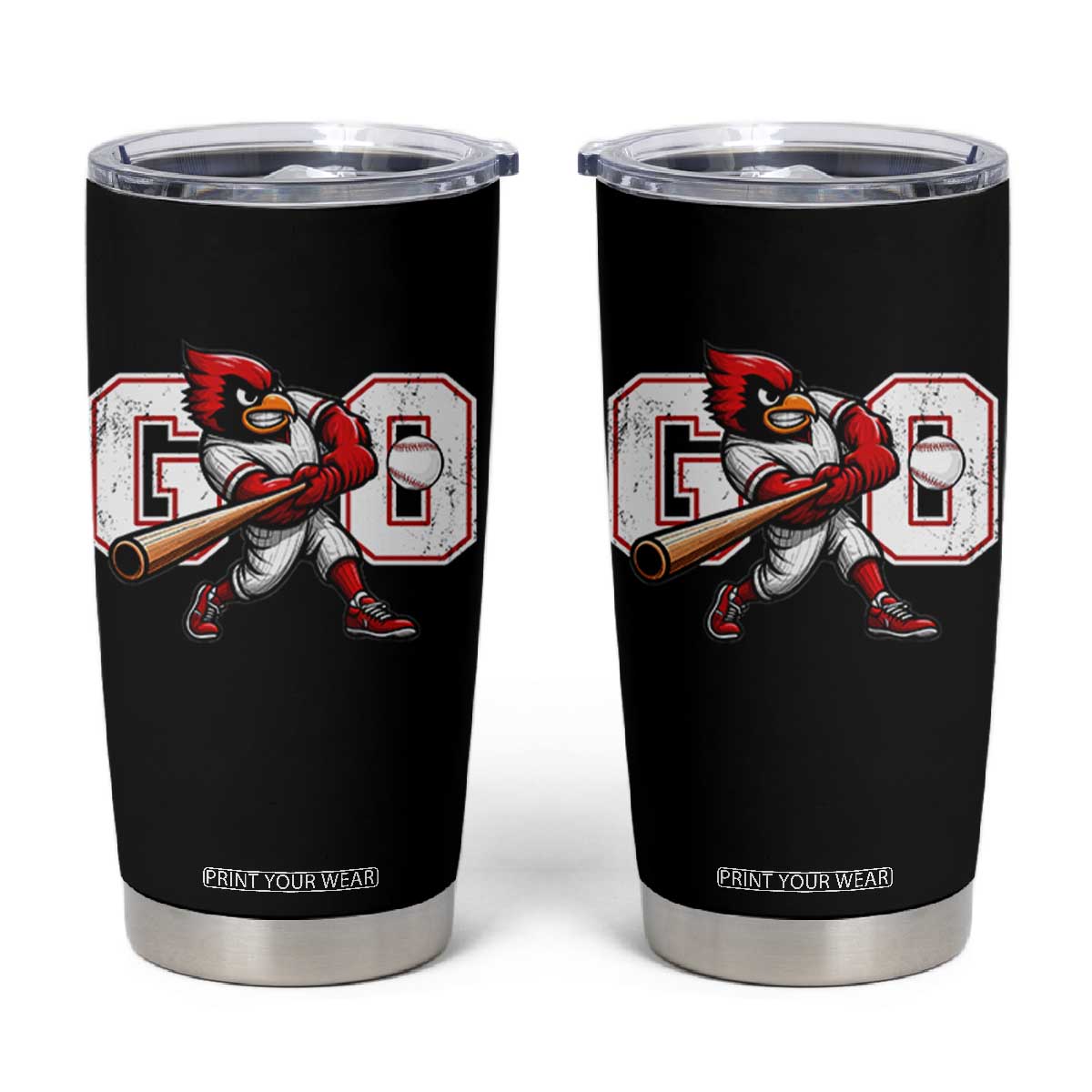 Go Cardinal Playing Baseball Graphic Tumbler Cup for Sports Fan TS11 Black Print Your Wear