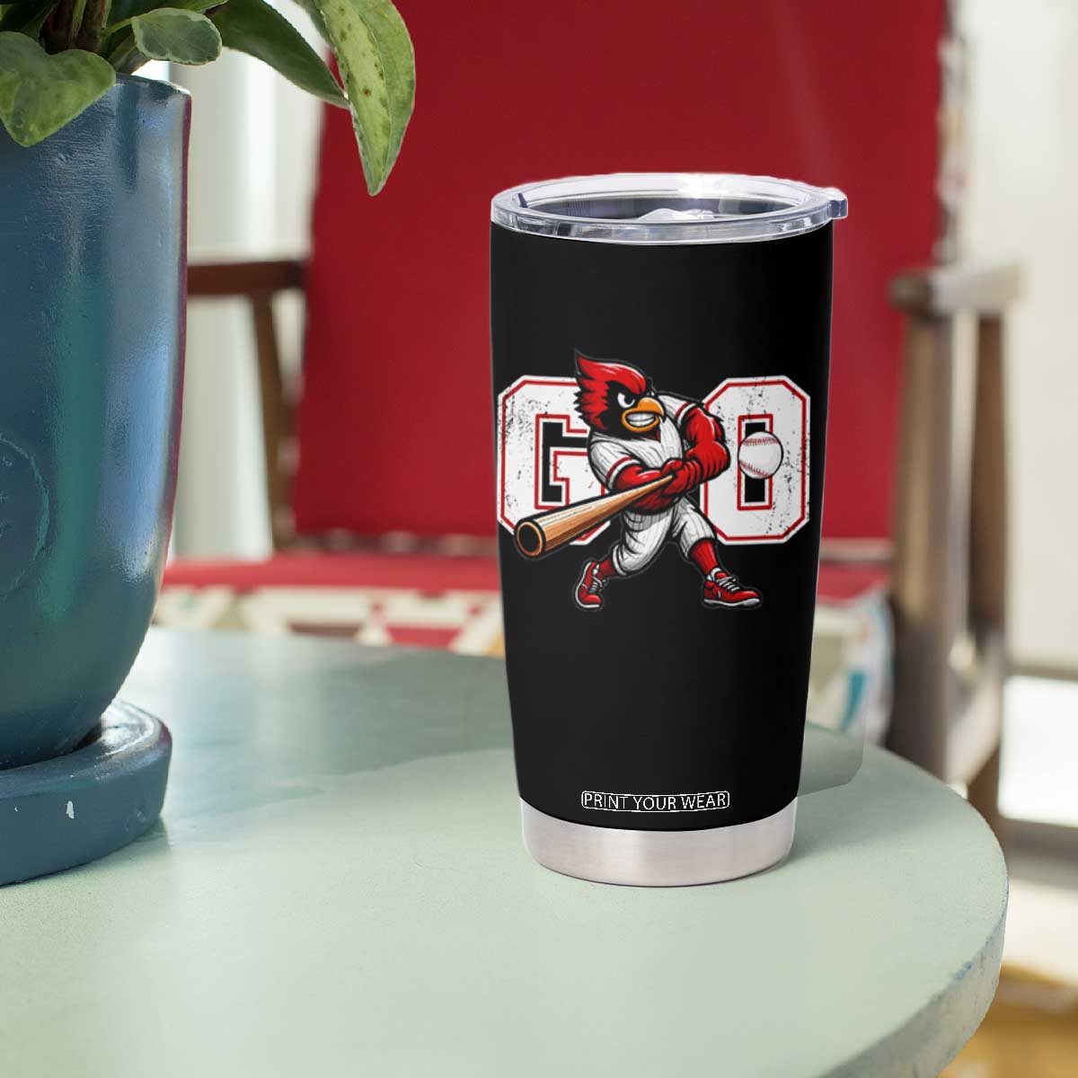Go Cardinal Playing Baseball Graphic Tumbler Cup for Sports Fan TS11 Print Your Wear