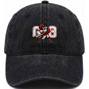 Go Cardinal Playing Baseball Graphic Washed Cotton Baseball Cap for Sports Fan TS11 Print Your Wear